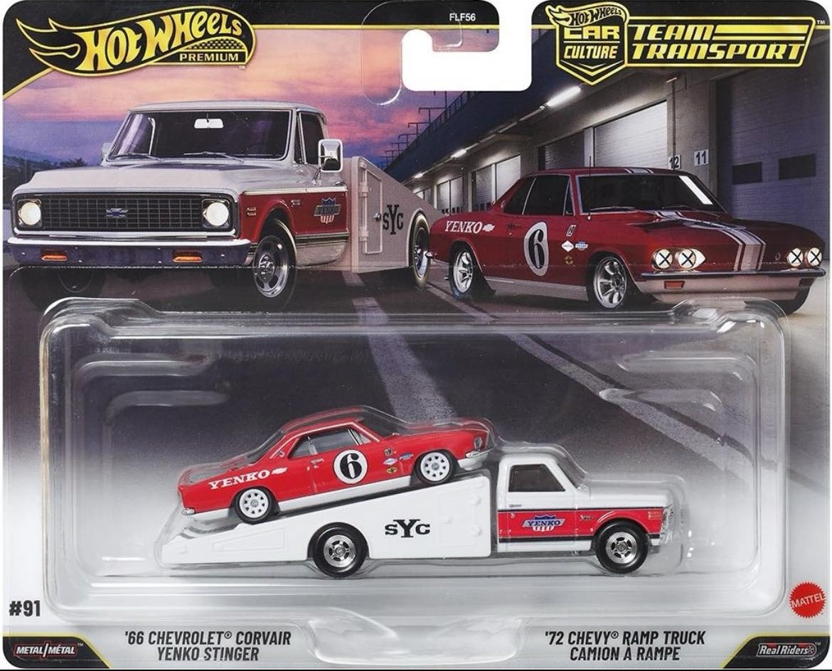 Hot wheels Team Transport #91 : ’66 Chevrolet Corvair Yenko Stinger & ’72 Chevy Ramp Truck