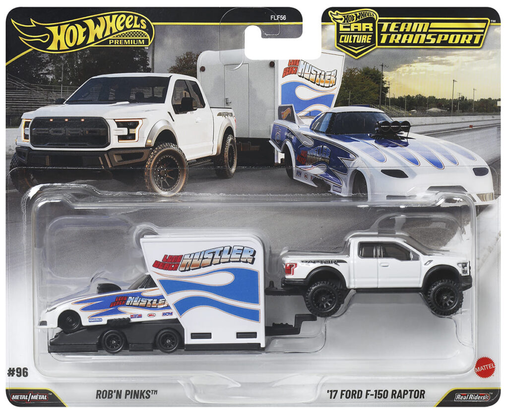 Hot Wheels Team Transport 96 Rob'n Pinks and 17 ford F-150 Raptor